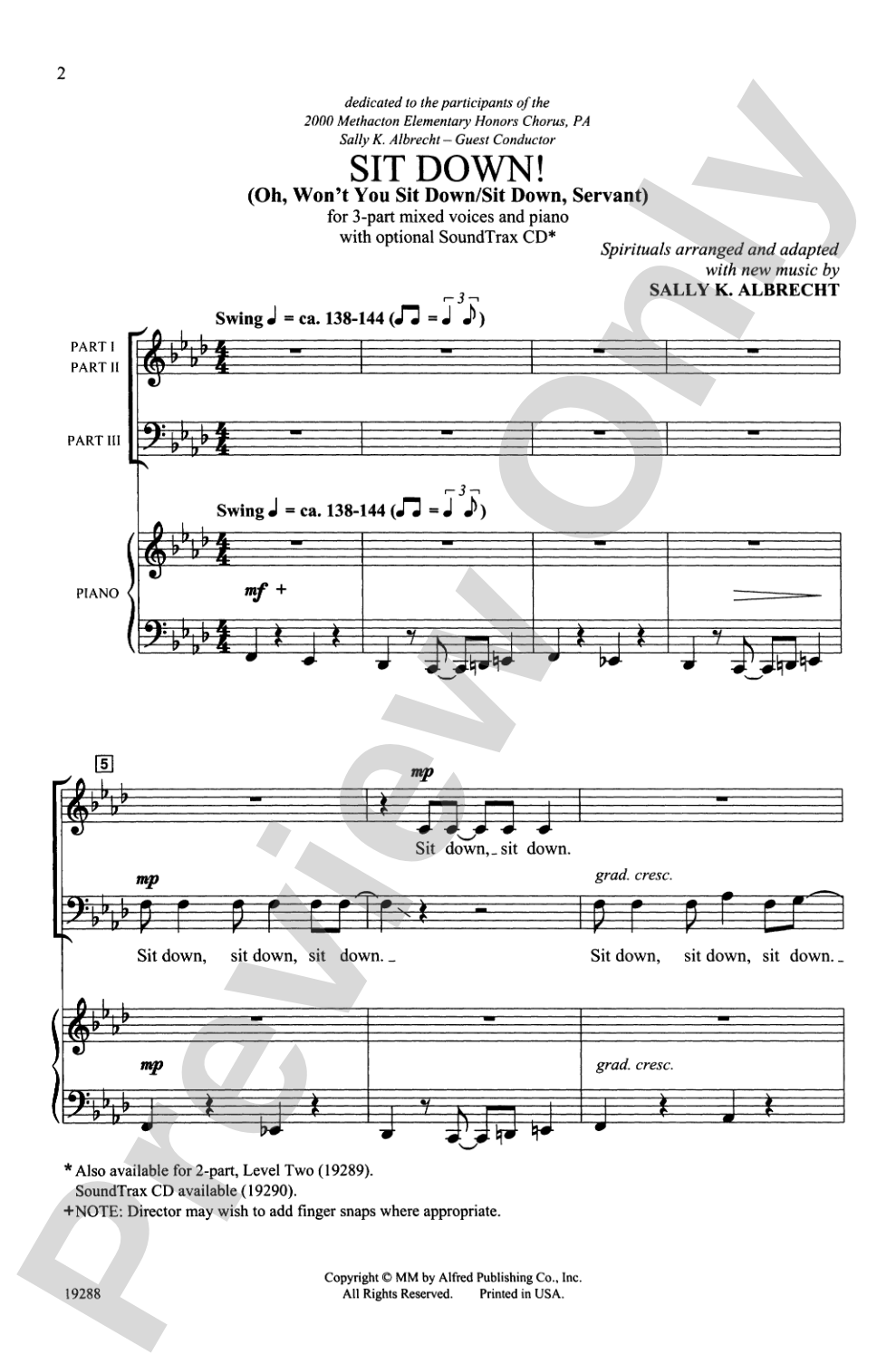 Sit Down!: 3-Part Mixed Choral Octavo