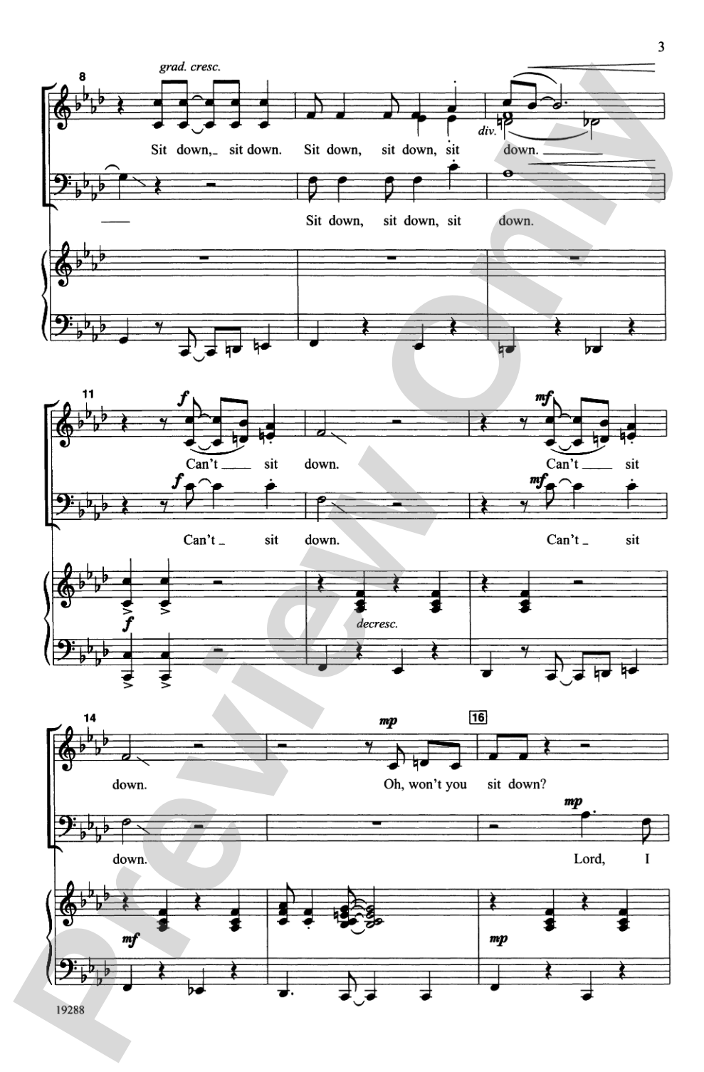 Sit Down!: 3-Part Mixed Choral Octavo