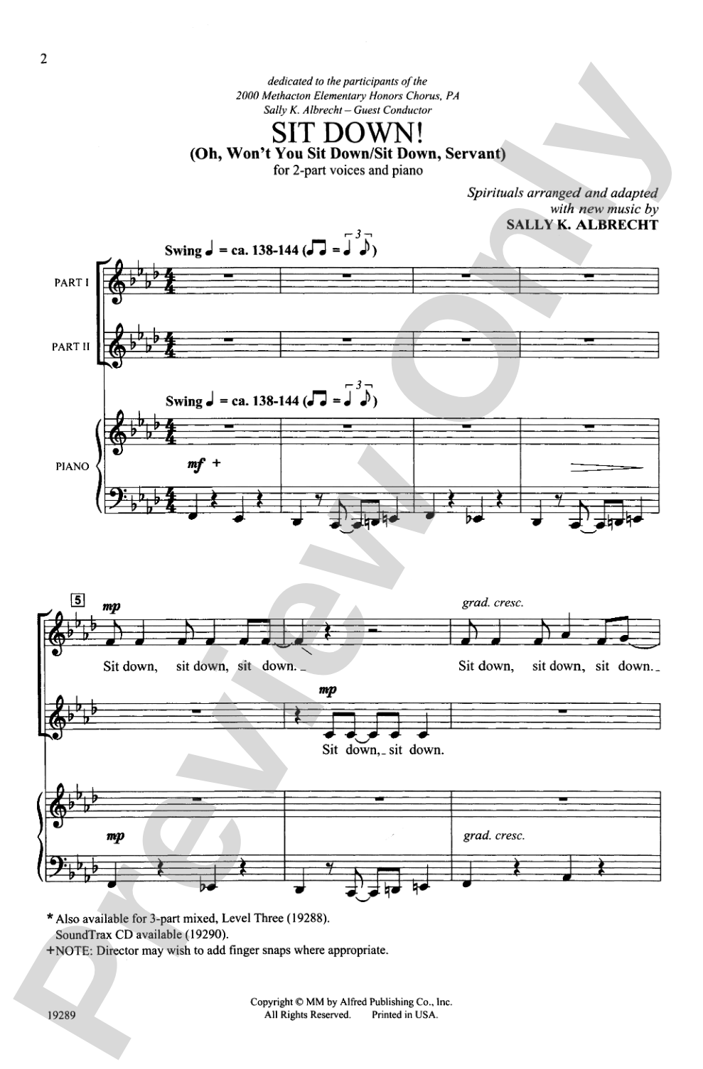 Sit Down!: 2-Part Choral Octavo
