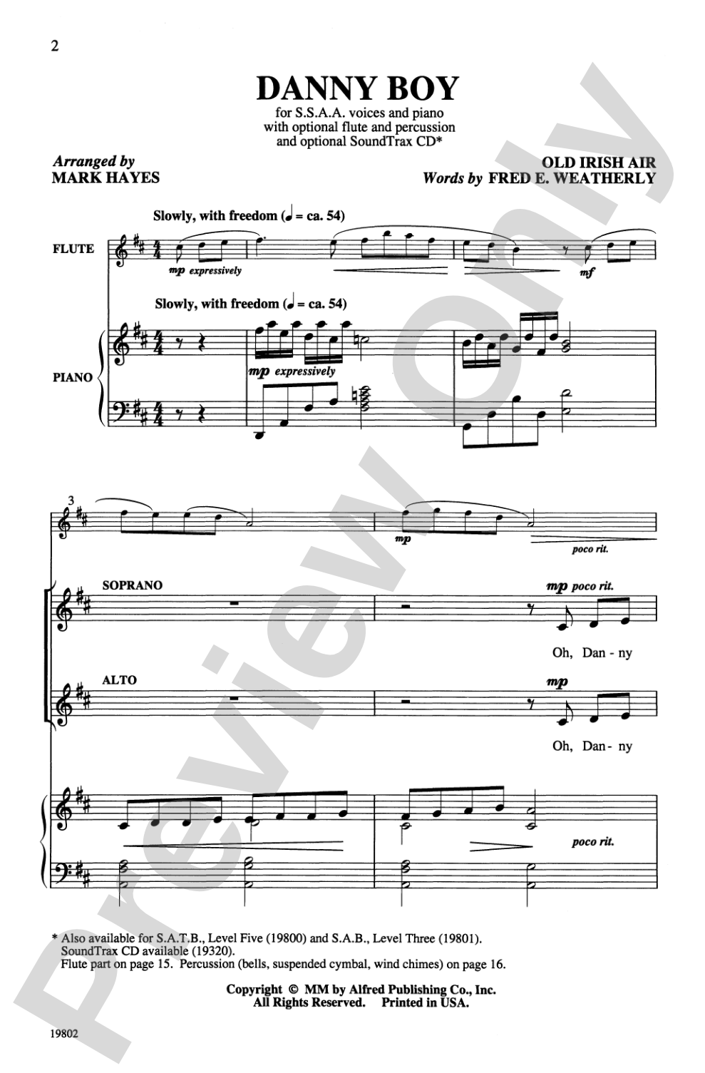 Danny Boy: SSAA Choral Octavo