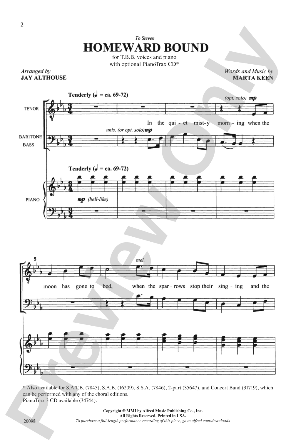 Homeward Bound: TBB Choral Octavo