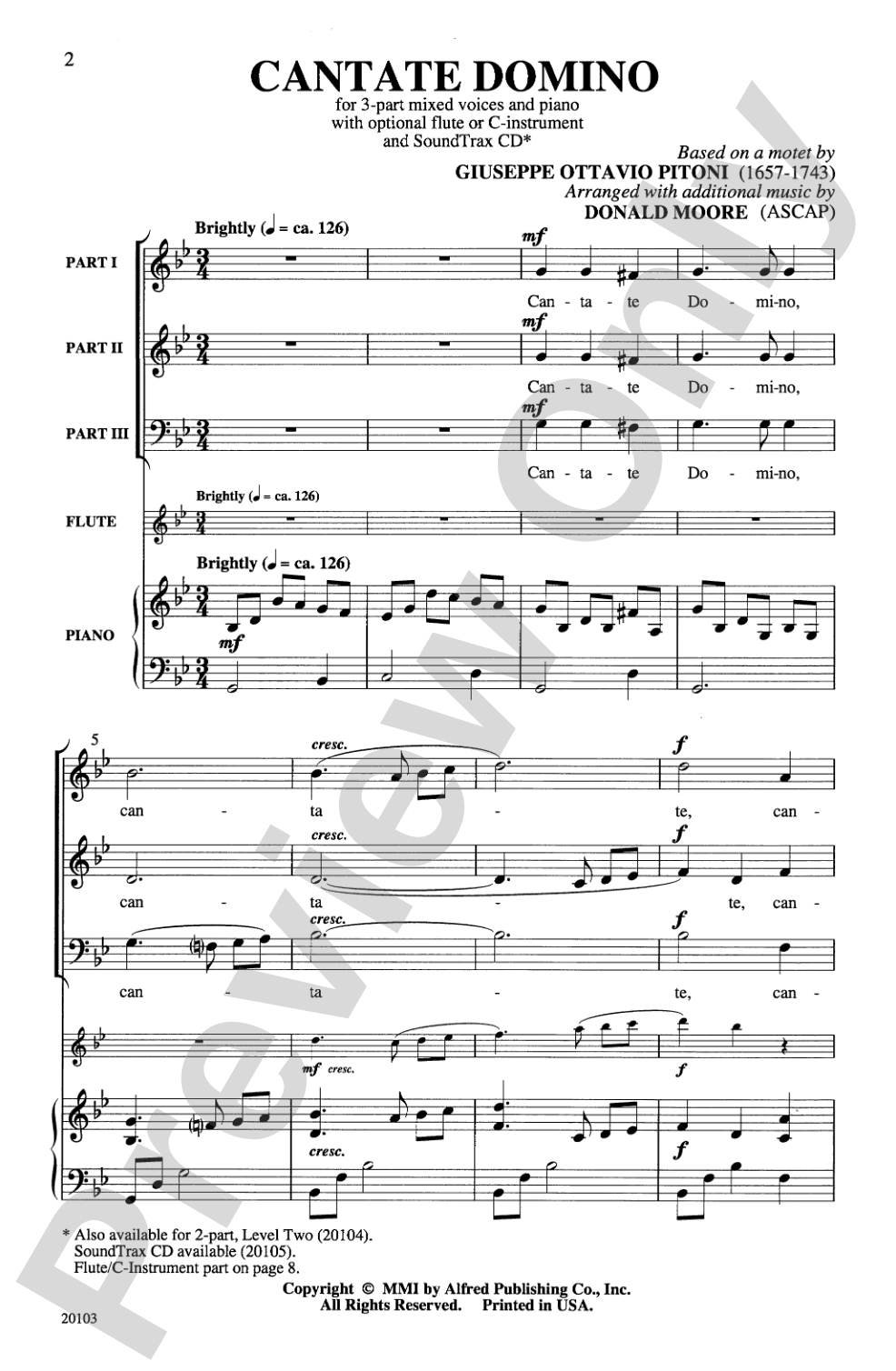 Cantate Domino: 3-Part Mixed Choral Octavo