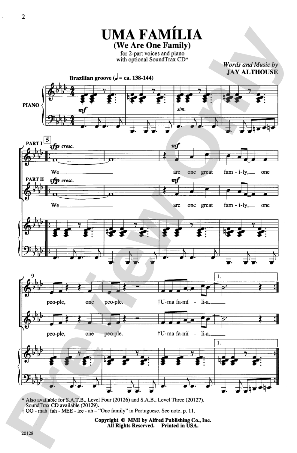 Uma Familia: 2-Part Choral Octavo