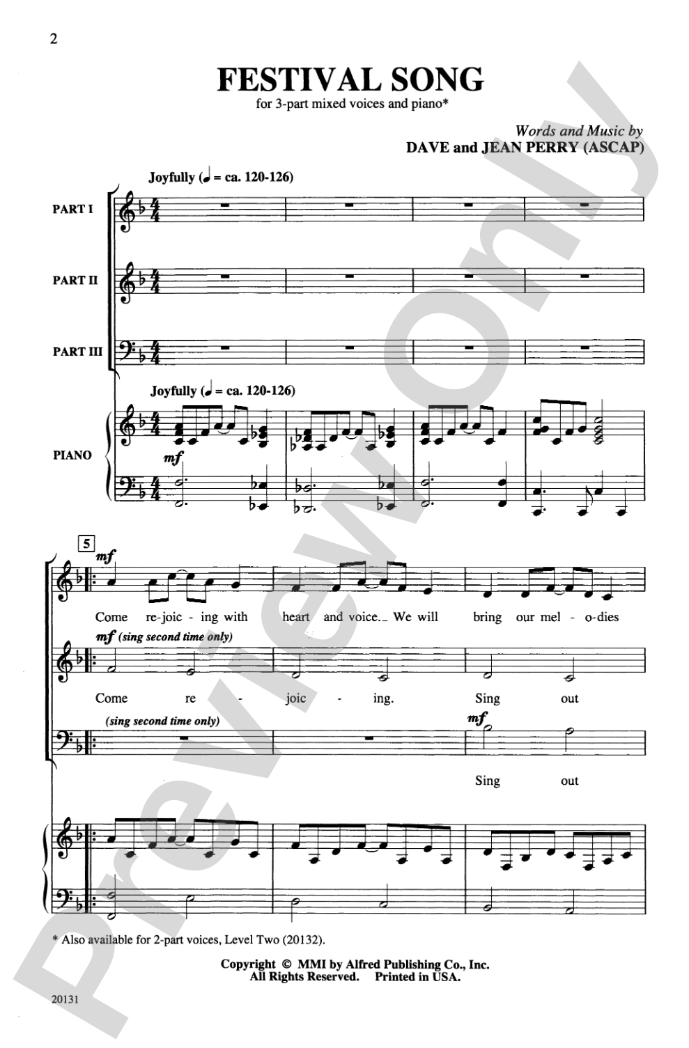 Festival Song: 3-Part Mixed Choral Octavo