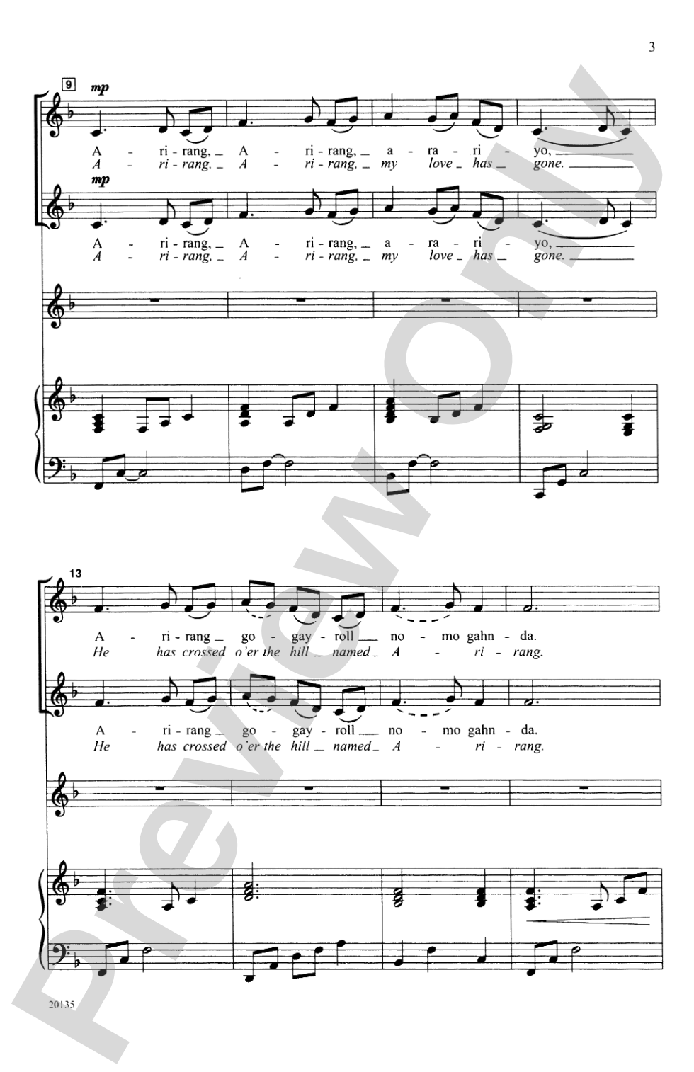 Arirang (Korean Folk Song): SSA Choral Octavo