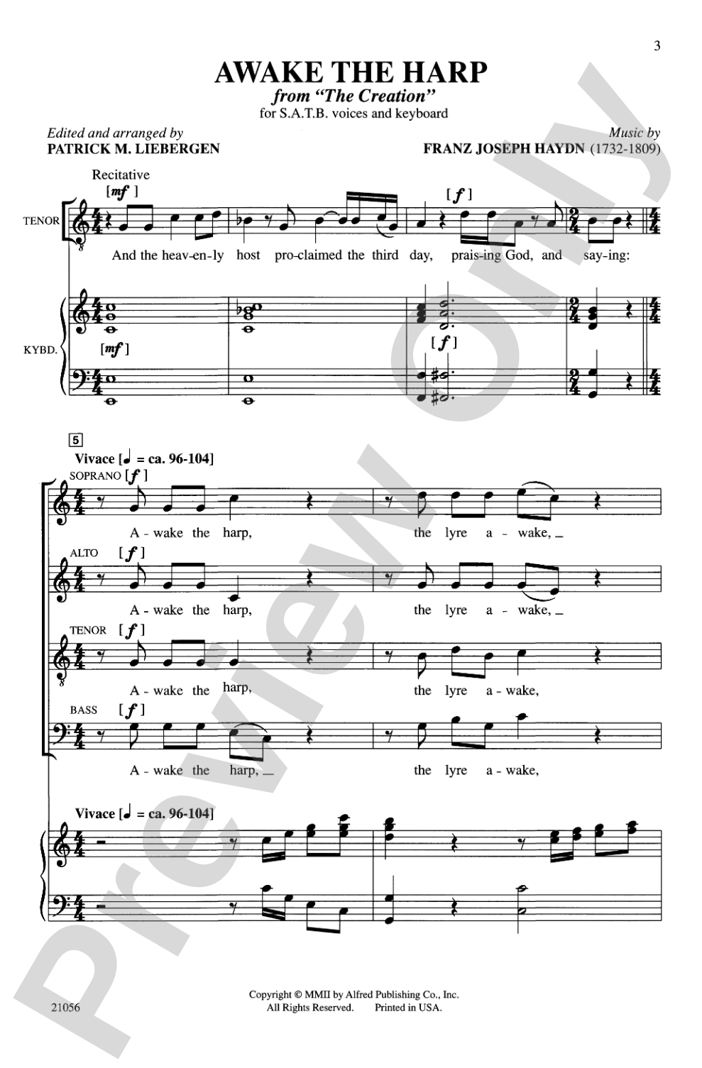 Awake the Harp (from <i>The Creation</i>): SATB Choral Octavo