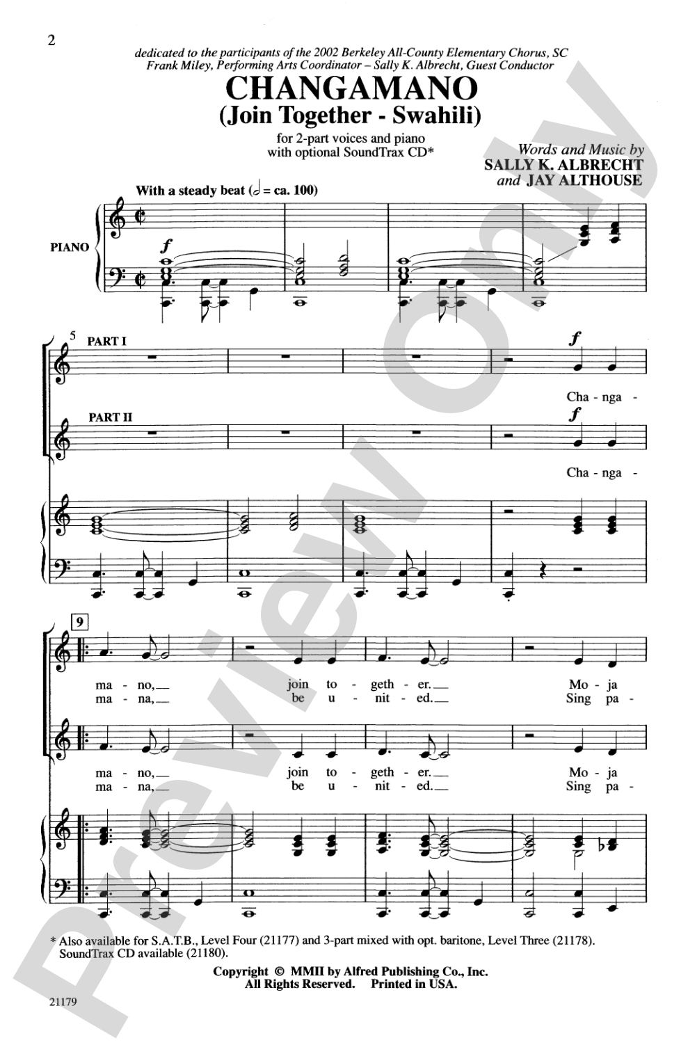 Changamano (Join Together-Swahili): 2-Part Choral Octavo