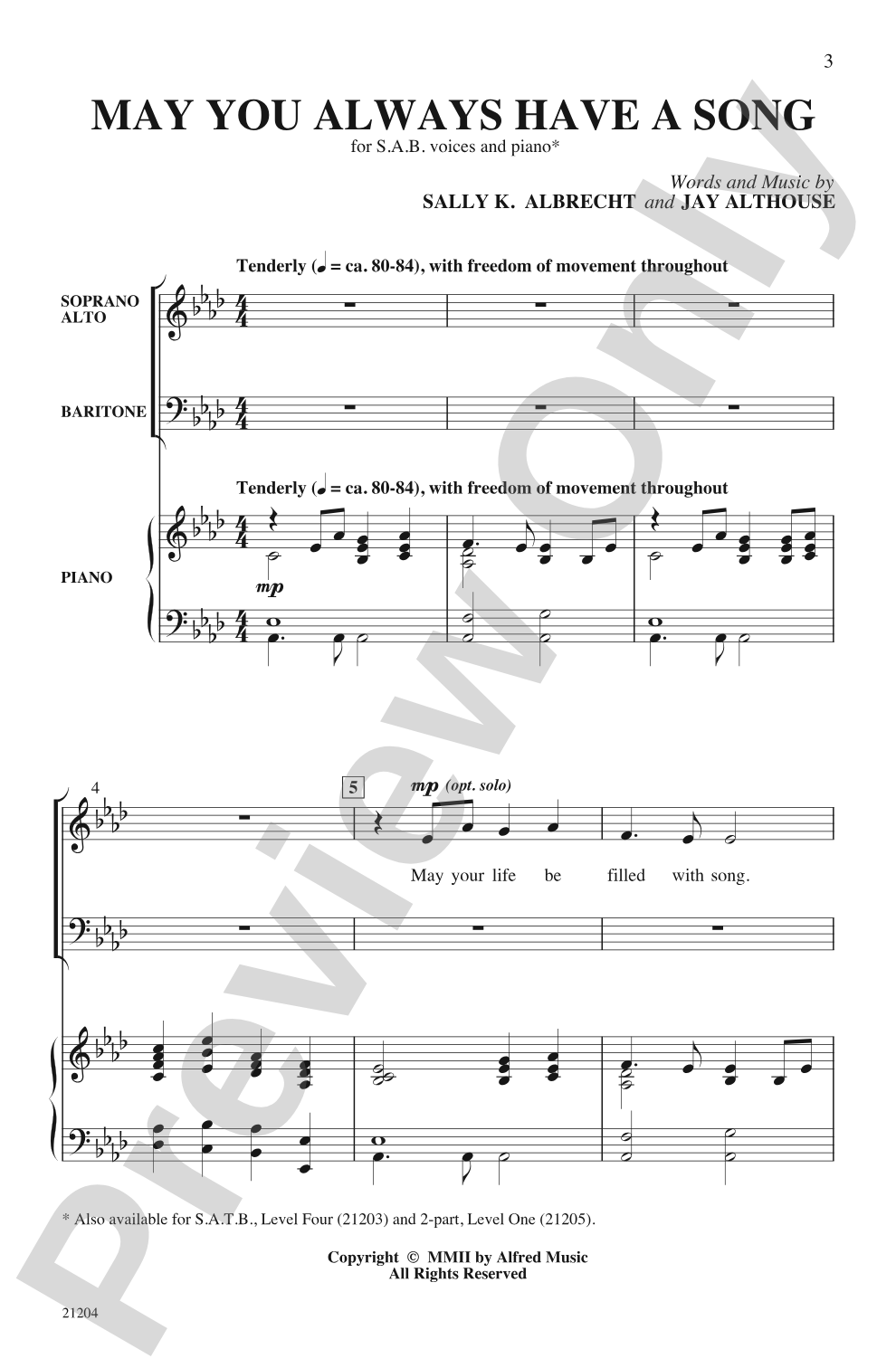 May You Always Have a Song: SAB Choral Octavo