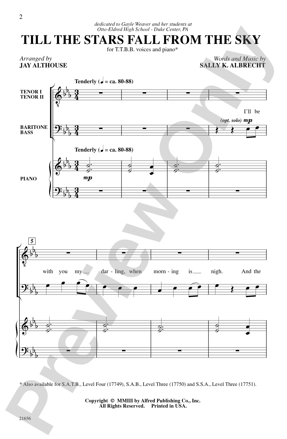 Till the Stars Fall from the Sky: TTBB Choral Octavo