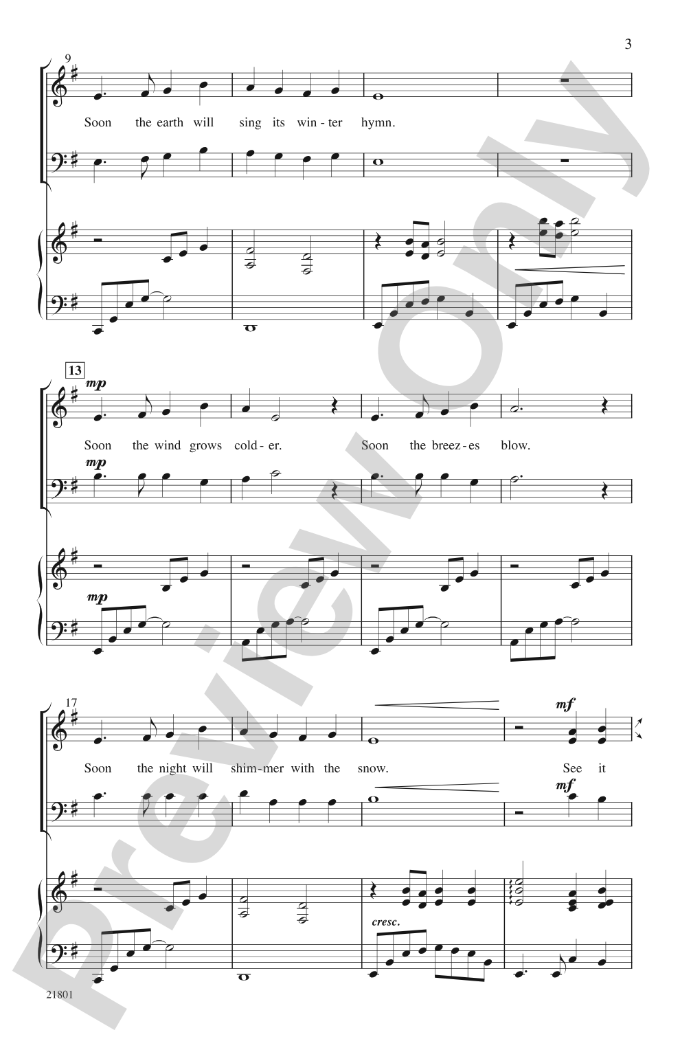 The Snow Begins to Fall: SAB Choral Octavo