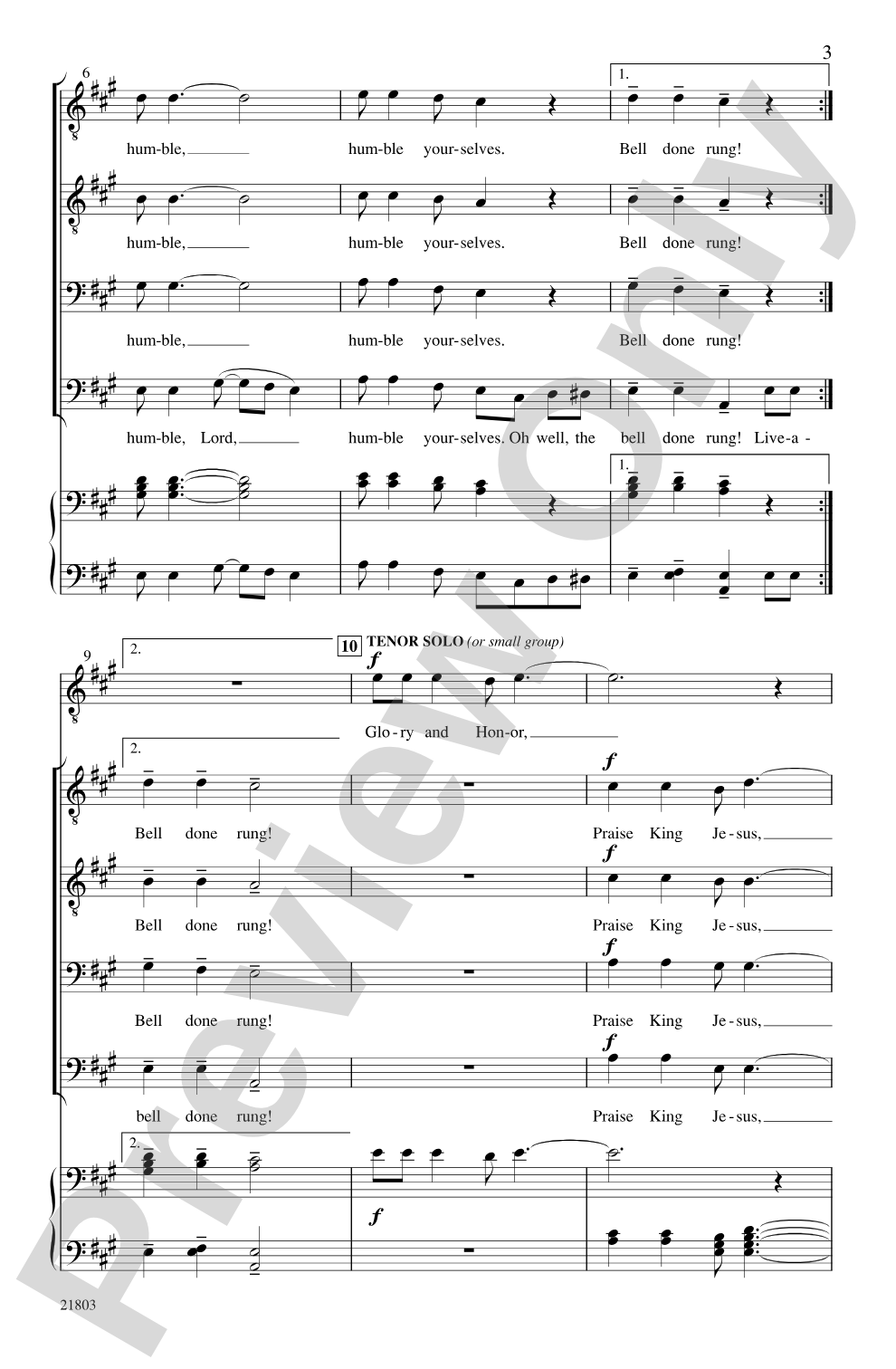 Live-a-Humble: TTBB, <I>a cappella</I> Choral Octavo