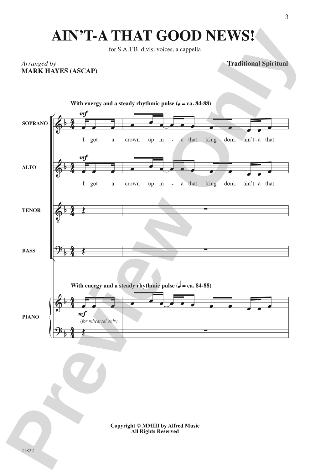 Ain't-a That Good News!: SATB divisi, <I>a cappella</I> Choral Octavo