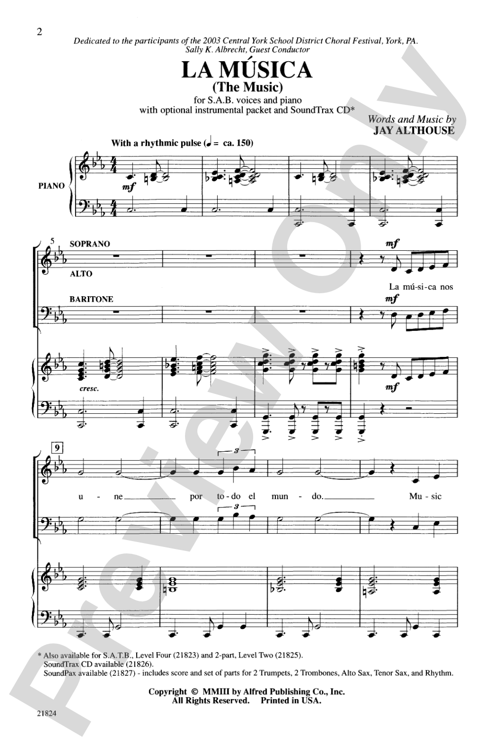 La Musica (The Music): SAB Choral Octavo