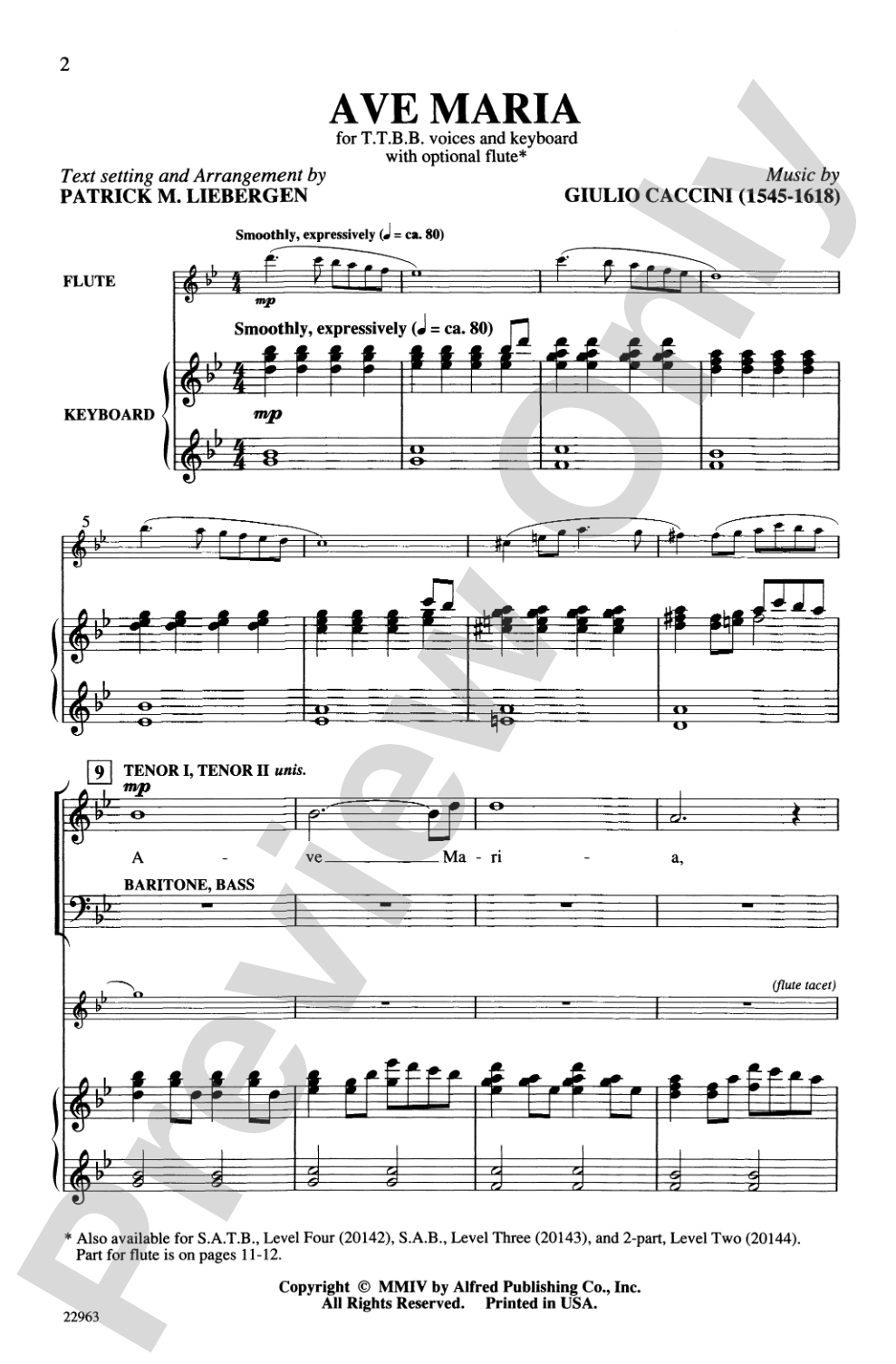 Ave Maria: TTBB Choral Octavo