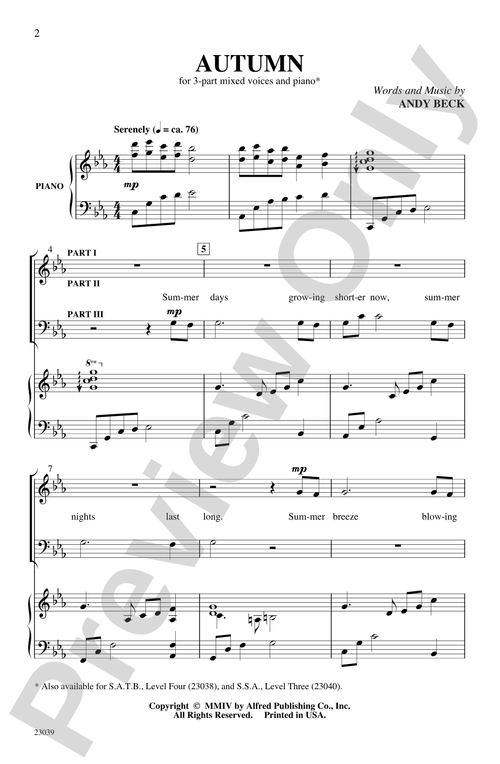 Autumn: 3-Part Choral Octavo