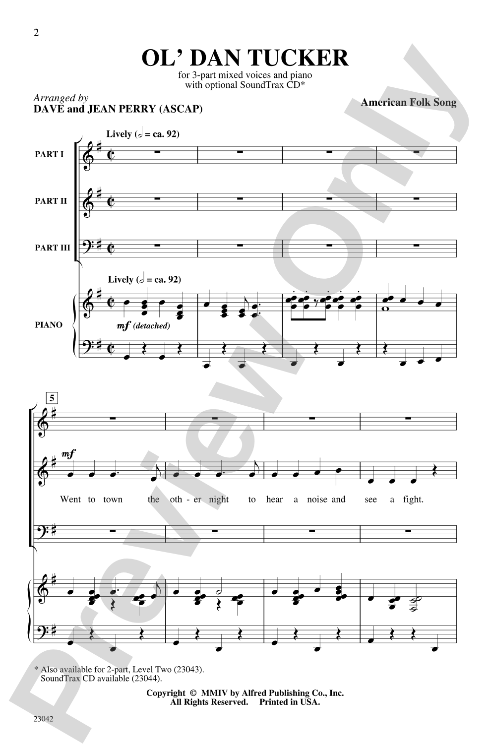 Ol' Dan Tucker: 3-Part Mixed Choral Octavo