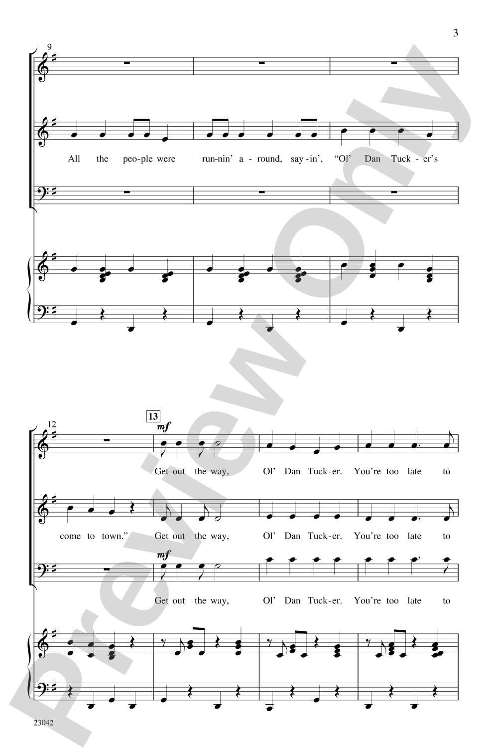 Ol' Dan Tucker: 3-Part Mixed Choral Octavo