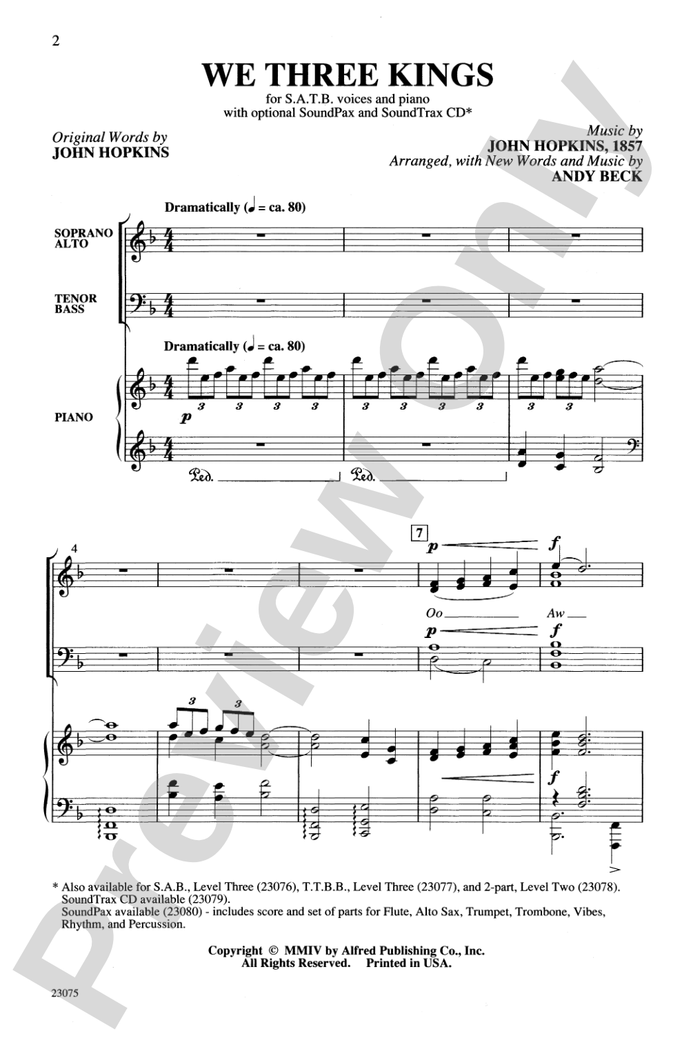 We Three Kings: SATB Choral Octavo