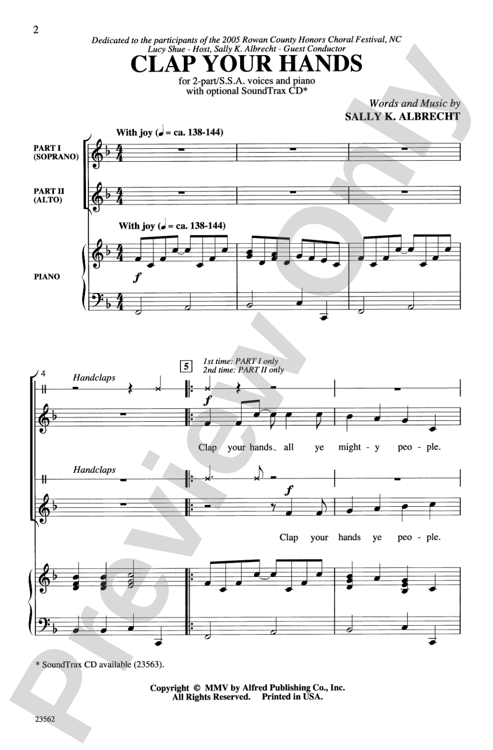 Clap Your Hands: 2-Part/SSA Choral Octavo