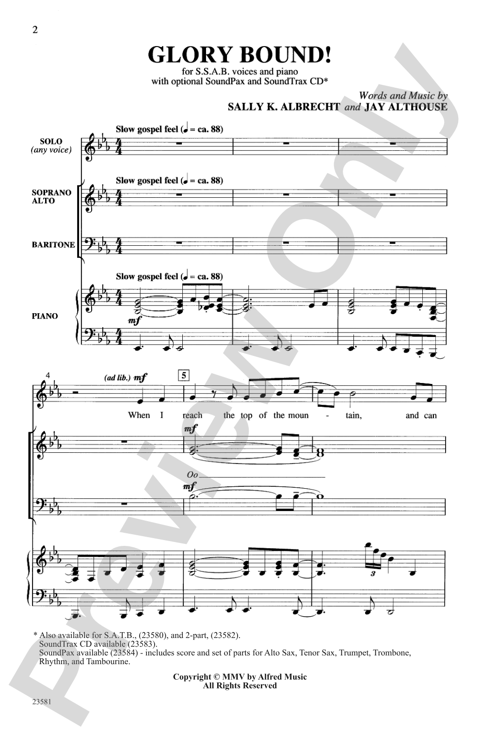 Glory Bound!: SSAB Choral Octavo