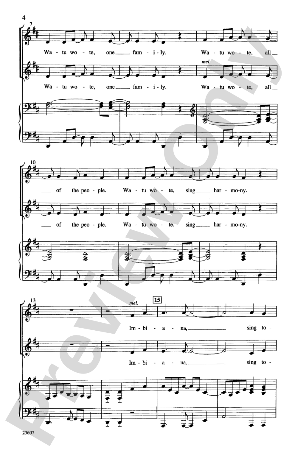 Watu Wote (All the People---Swahili): 2-Part/SSA Choral Octavo