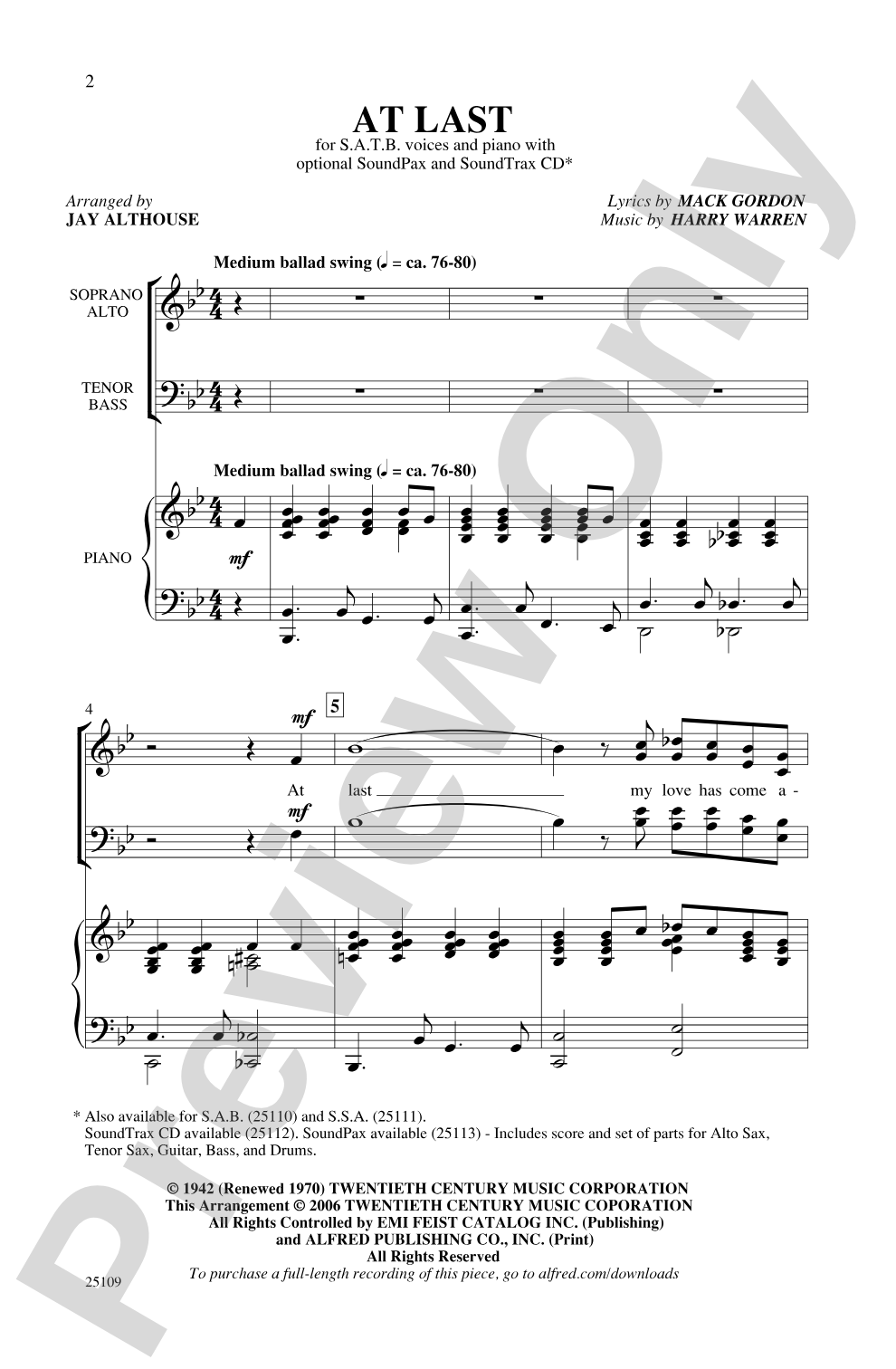 At Last: SATB Choral Octavo