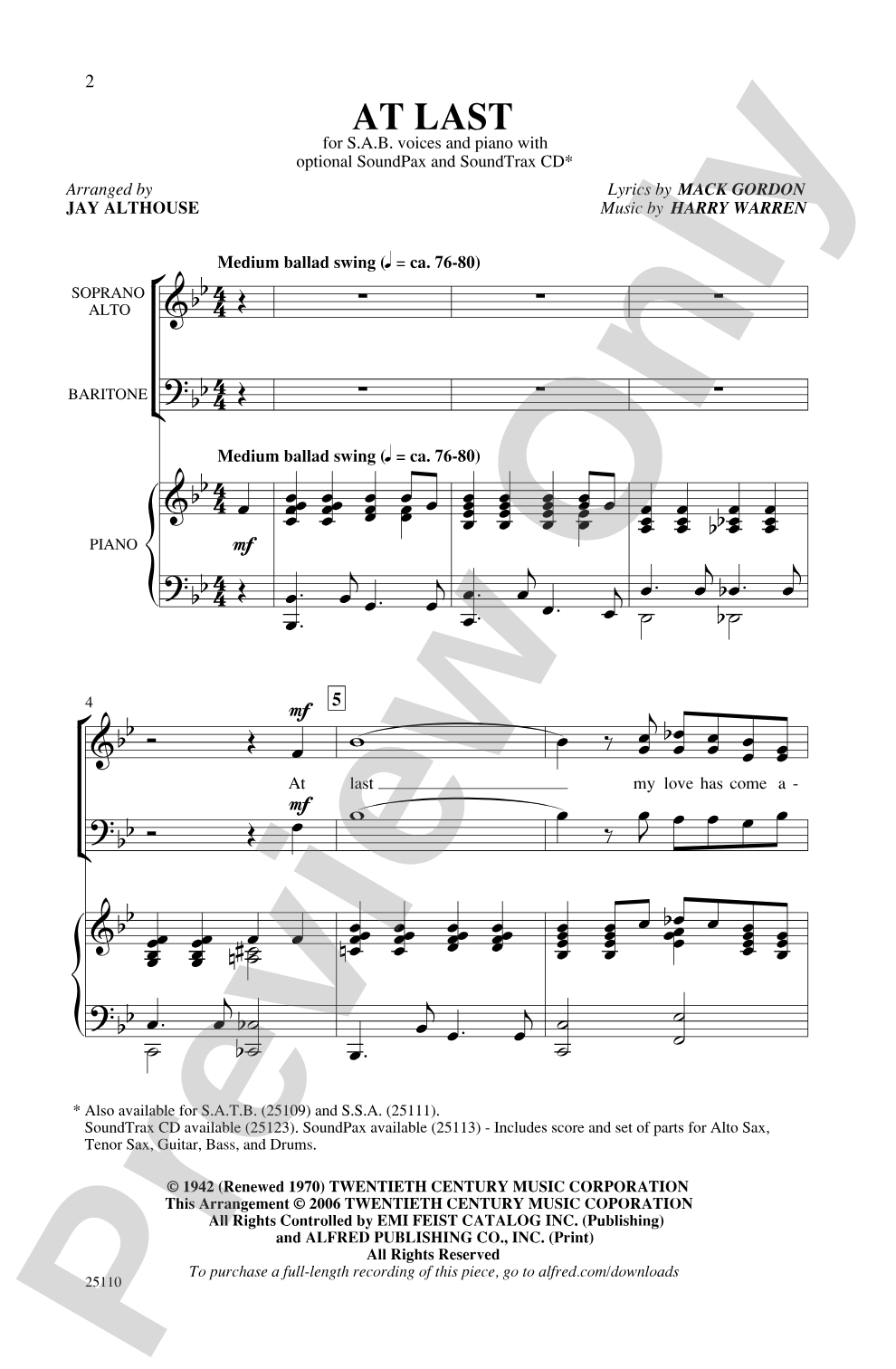 At Last: SAB Choral Octavo