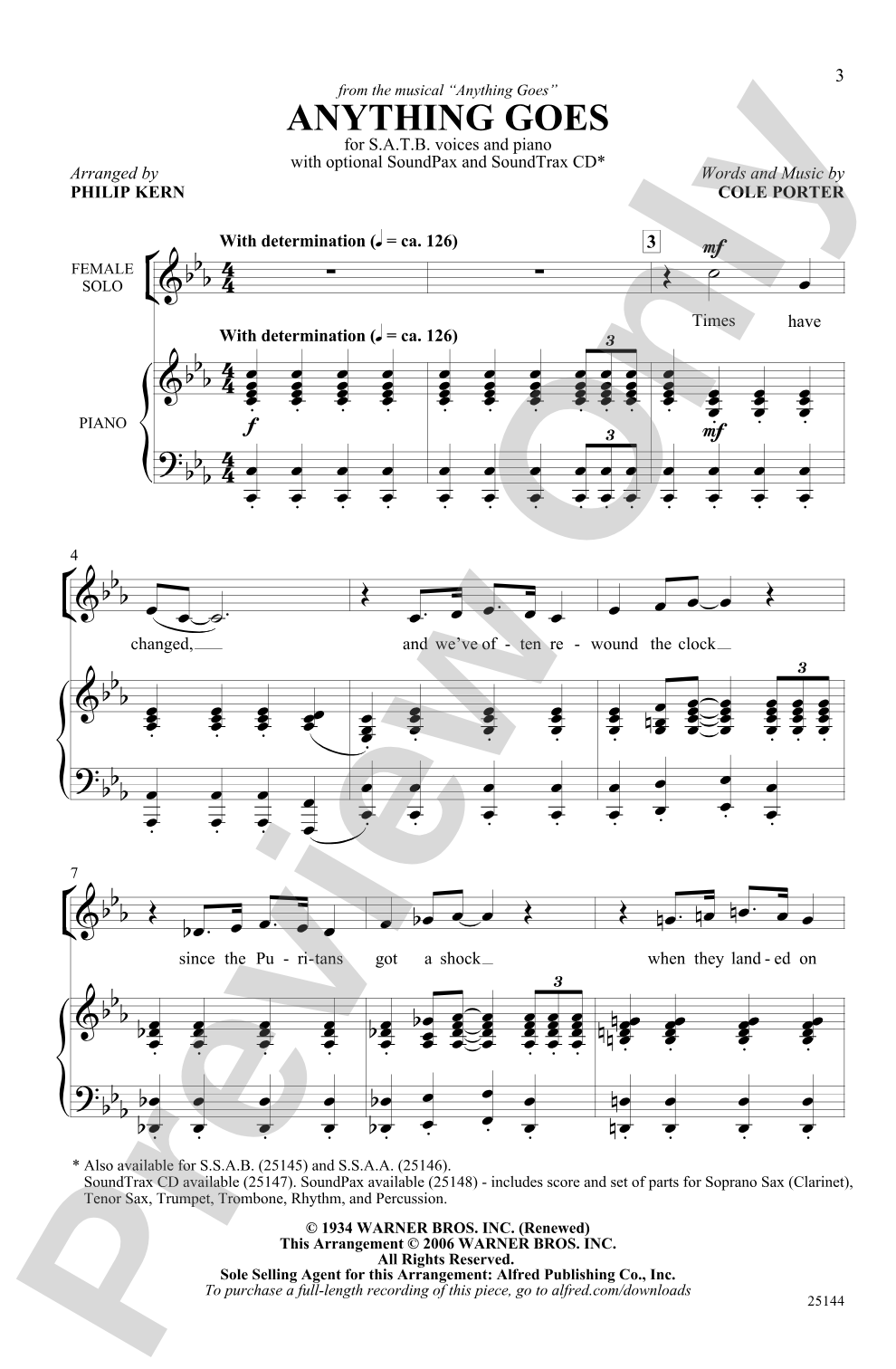 Anything Goes (from the musical <I>Anything Goes</I>): SATB Choral Octavo
