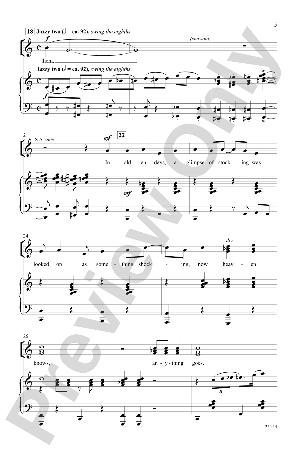 Anything Goes (from the musical <I>Anything Goes</I>): SATB Choral Octavo