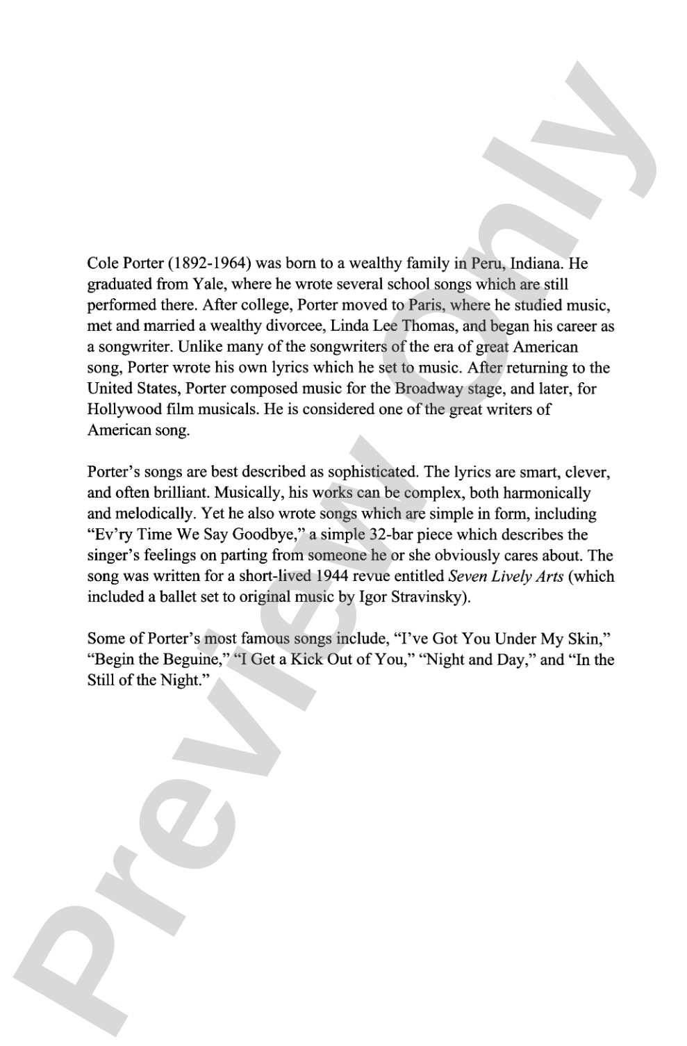 Ev'ry Time We Say Goodbye: SATB Choral Octavo