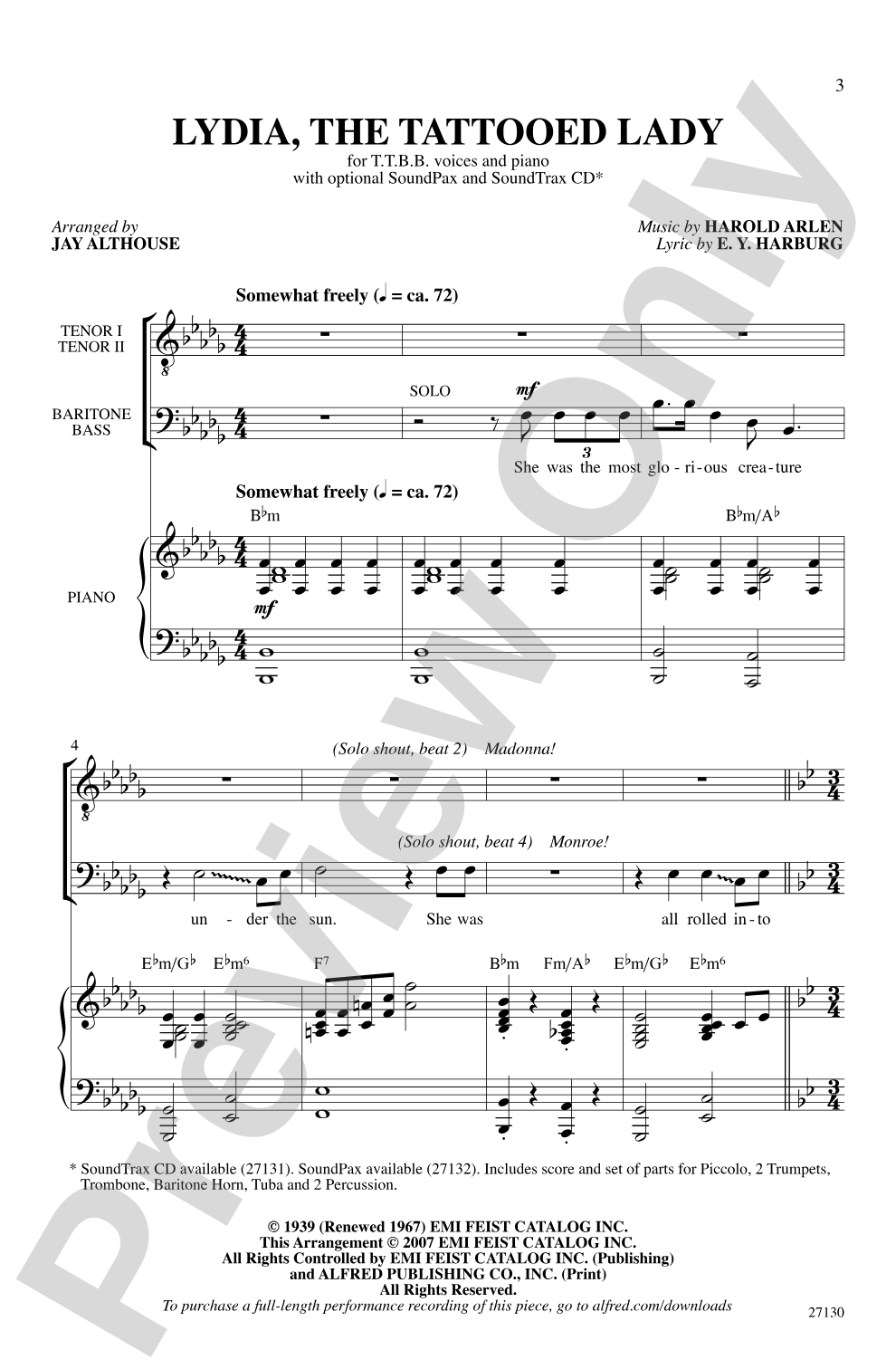 Lydia, the Tattooed Lady: TTBB Choral Octavo