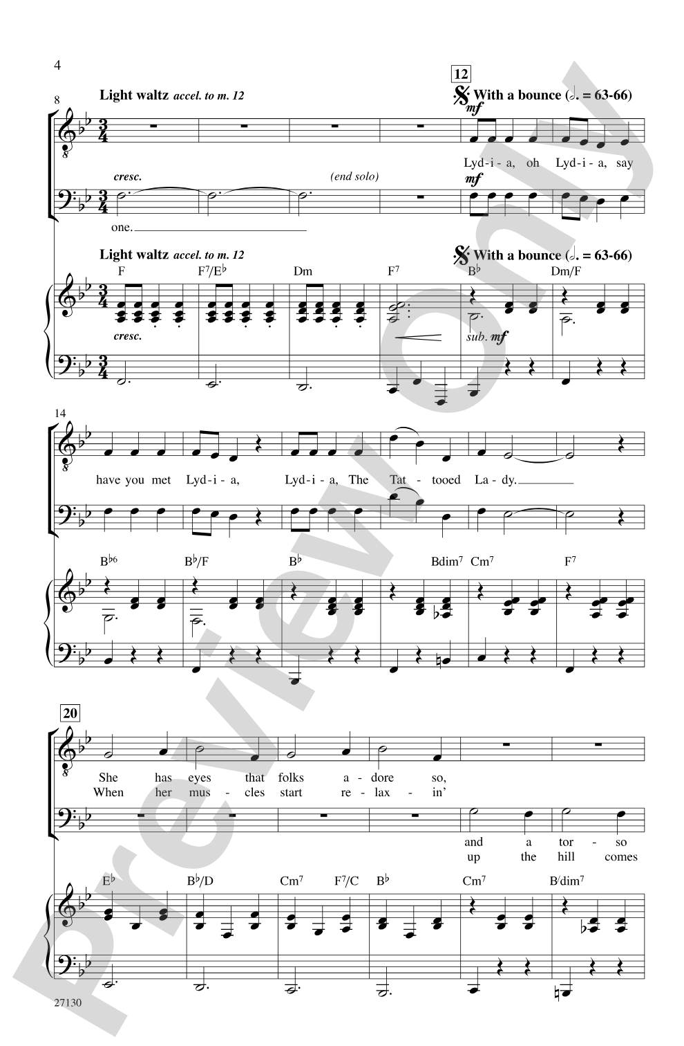 Lydia, the Tattooed Lady: TTBB Choral Octavo