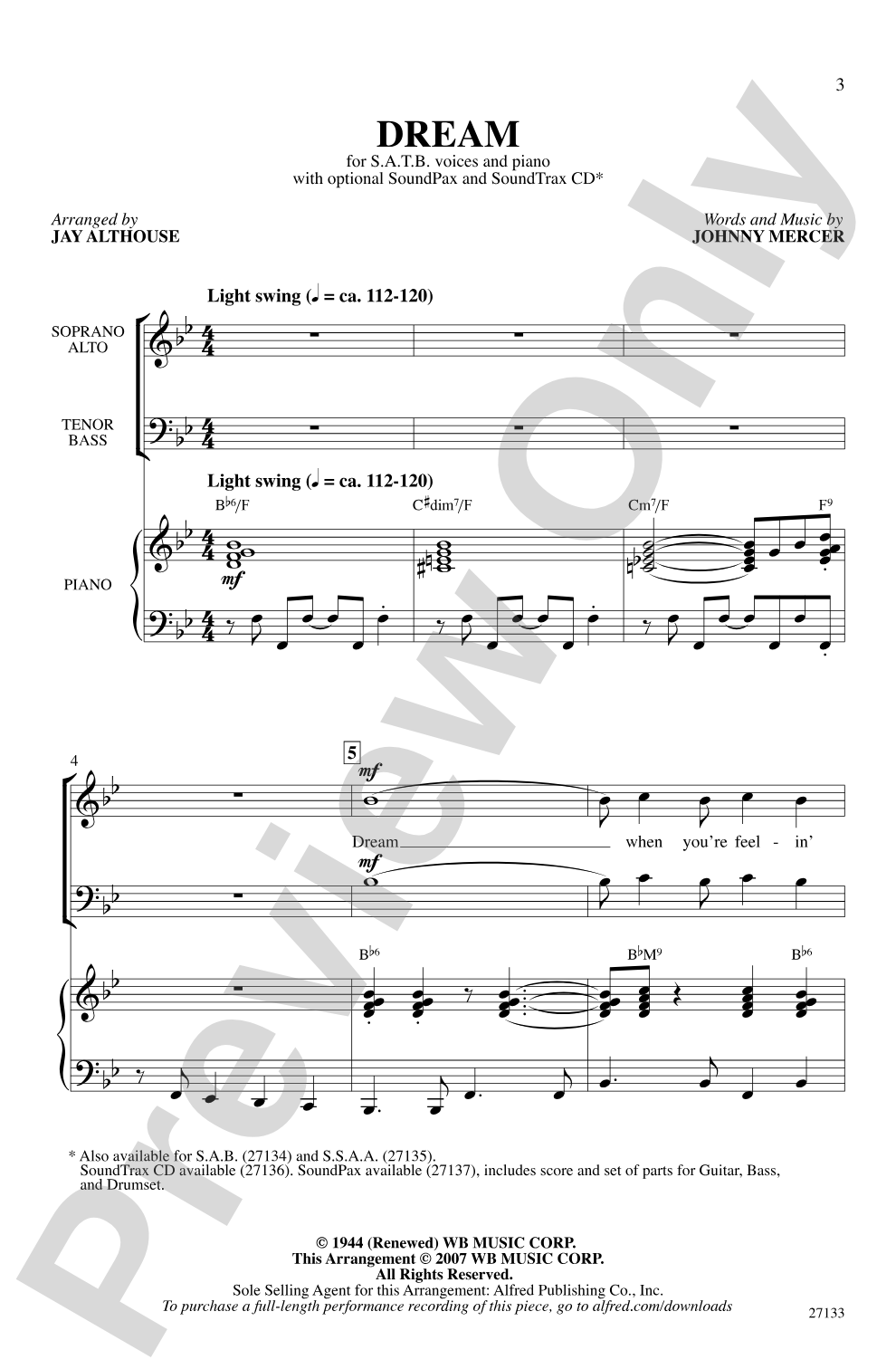 Dream: SATB Choral Octavo
