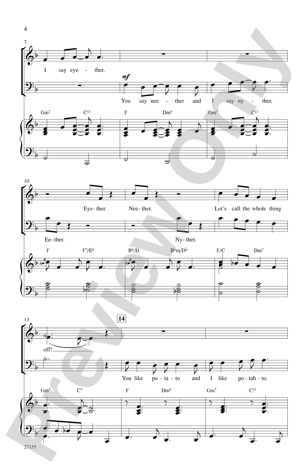 Let's Call the Whole Thing Off: SAB Choral Octavo
