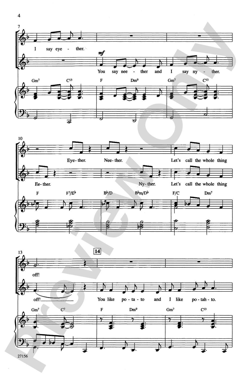 Let's Call the Whole Thing Off: 2-Part Choral Octavo