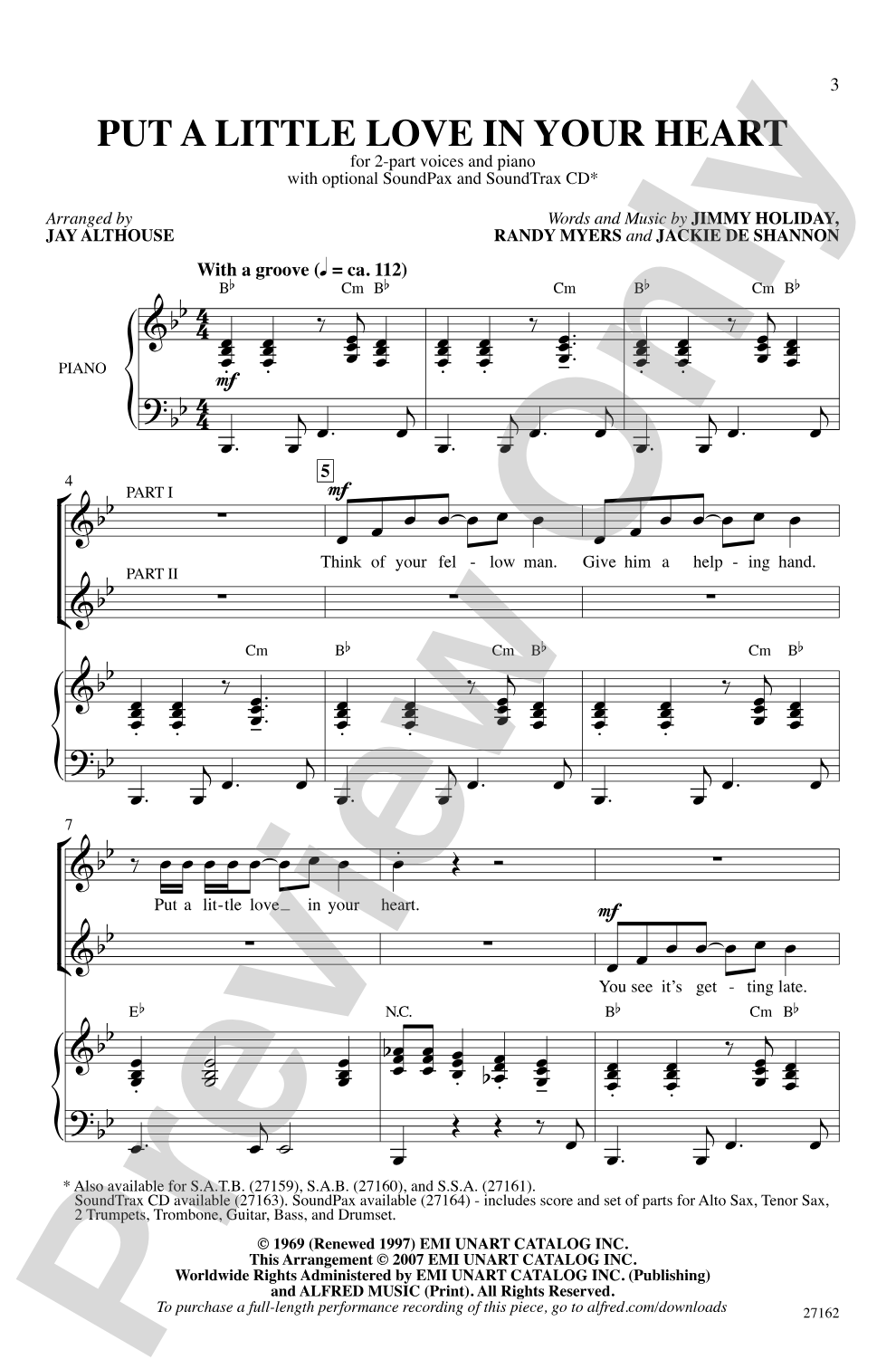 Put a Little Love in Your Heart: 2-Part Choral Octavo