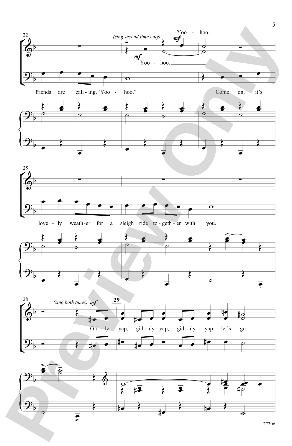 Sleigh Ride: SAB Choral Octavo