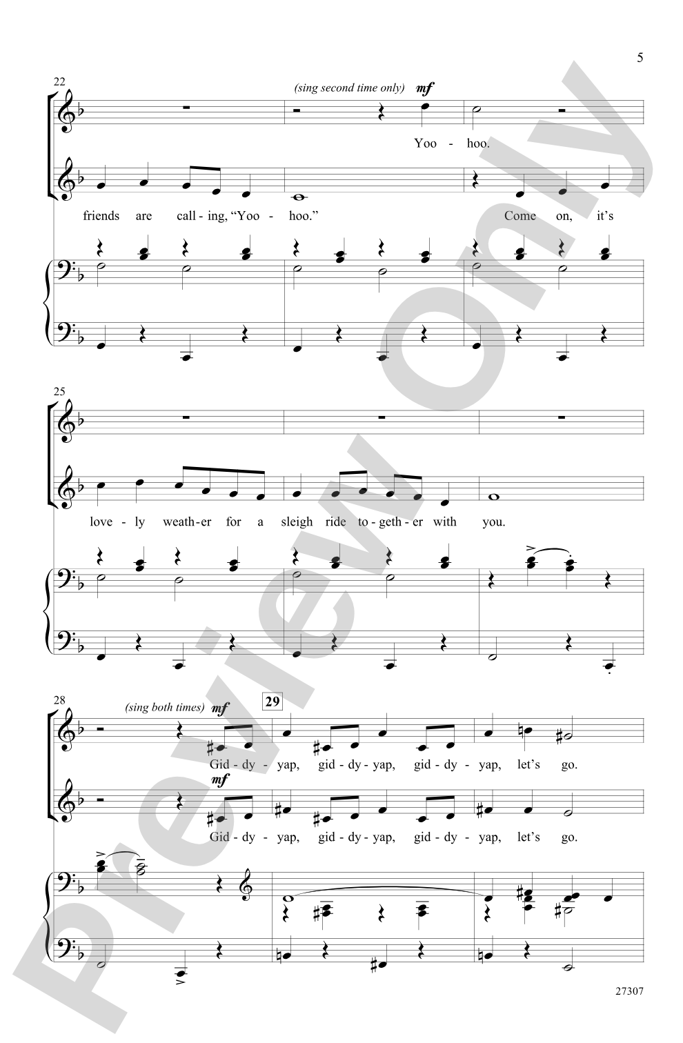 Sleigh Ride: 2-Part Choral Octavo