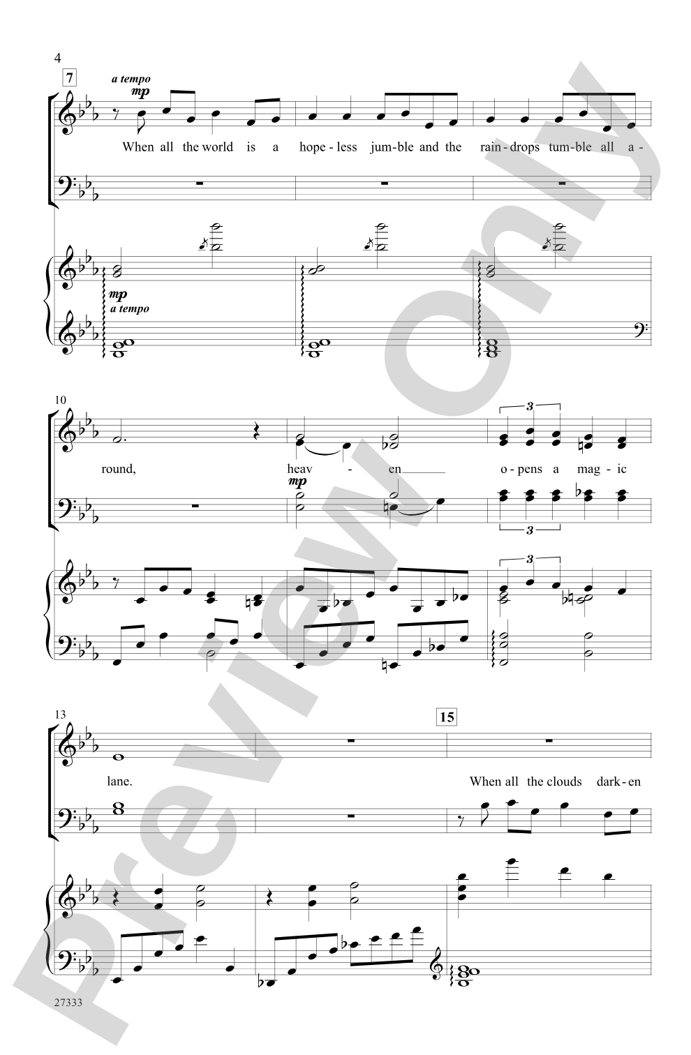 Over the Rainbow (from the musical <I>The Wizard of Oz</I>): SATB Choral Octavo