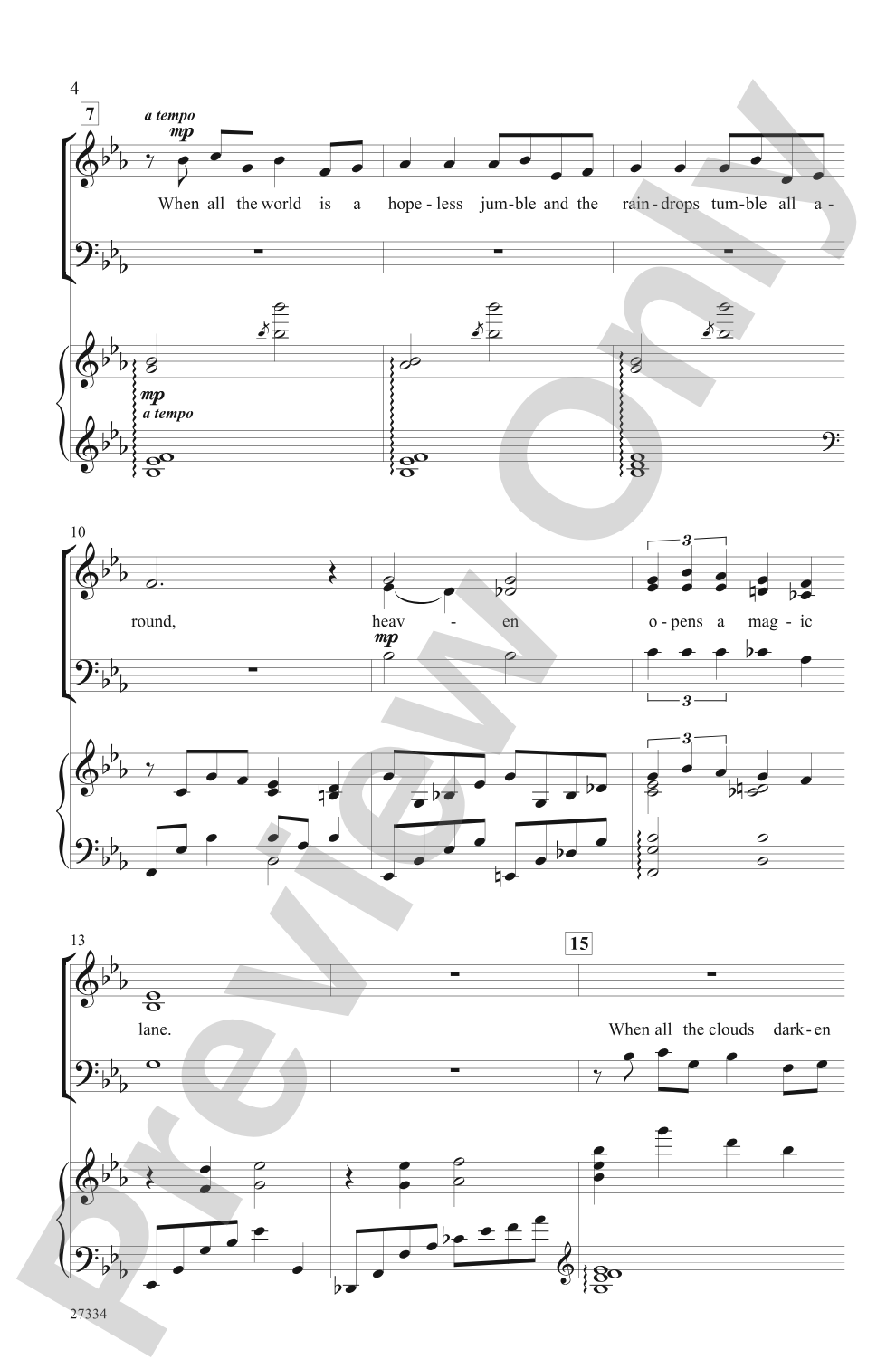 Over the Rainbow (from the musical <I>The Wizard of Oz</I>): SAB Choral Octavo