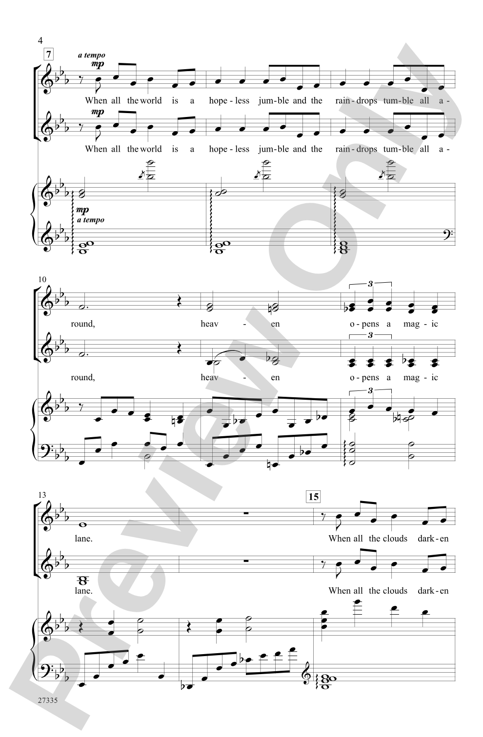 Over the Rainbow (from the musical <I>The Wizard of Oz</I>): SSAA Choral Octavo