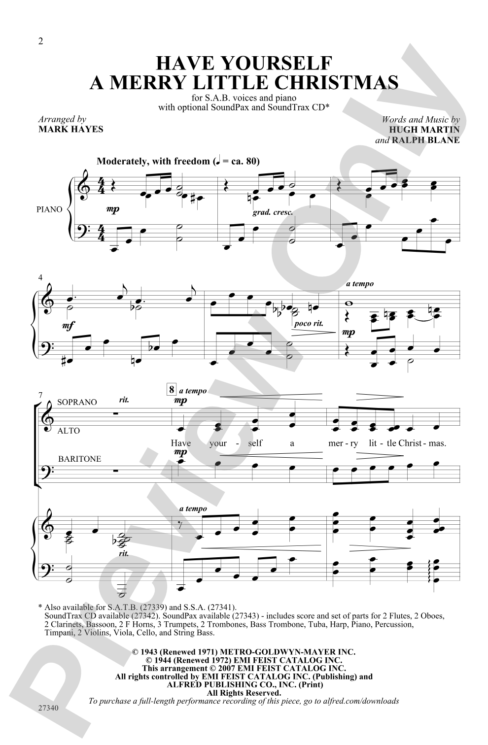 Have Yourself a Merry Little Christmas: SAB Choral Octavo