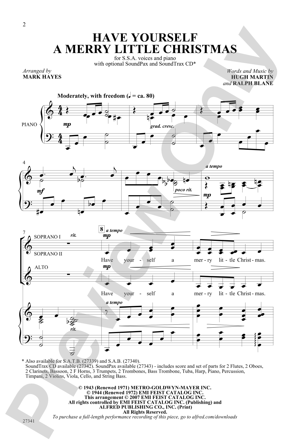 Have Yourself a Merry Little Christmas: SSA Choral Octavo