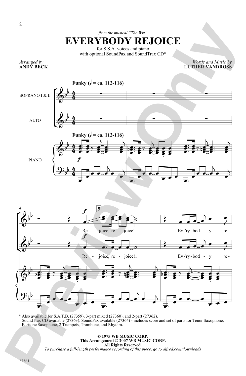 Everybody Rejoice (from <I>The Wiz</I>): SSA Choral Octavo