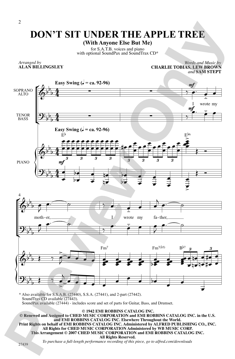 Don't Sit Under the Apple Tree: SATB Choral Octavo