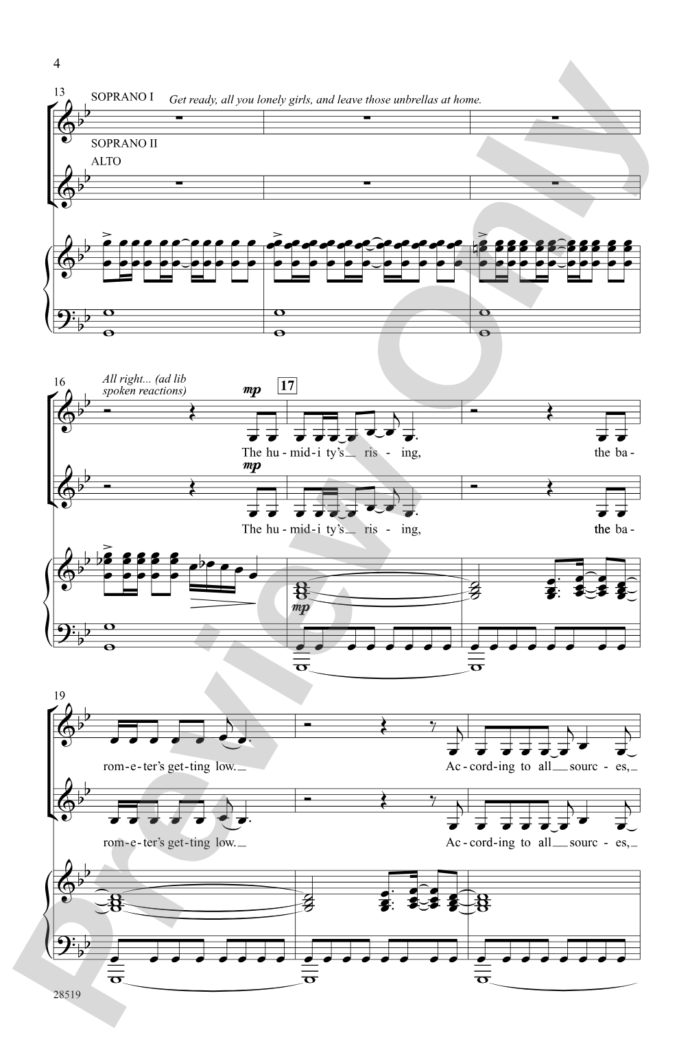 It's Raining Men: SSA Choral Octavo