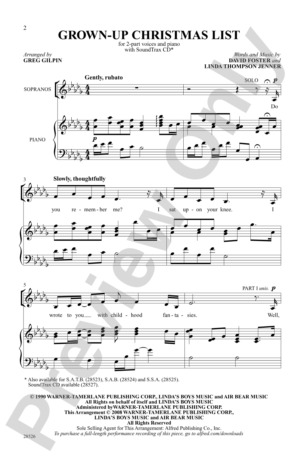 Grown-Up Christmas List: 2-Part Choral Octavo