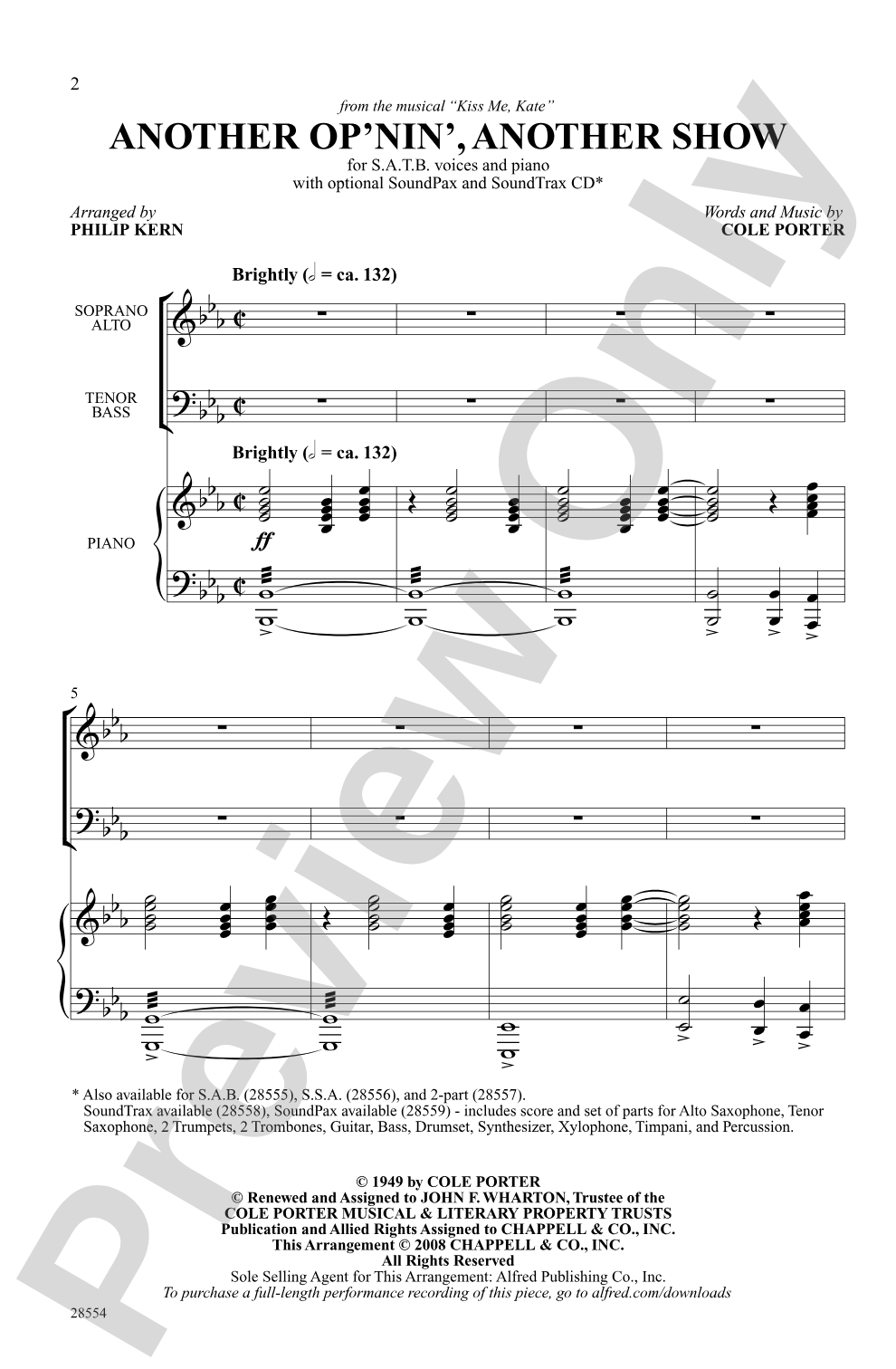 Another Op'nin', Another Show: SATB Choral Octavo