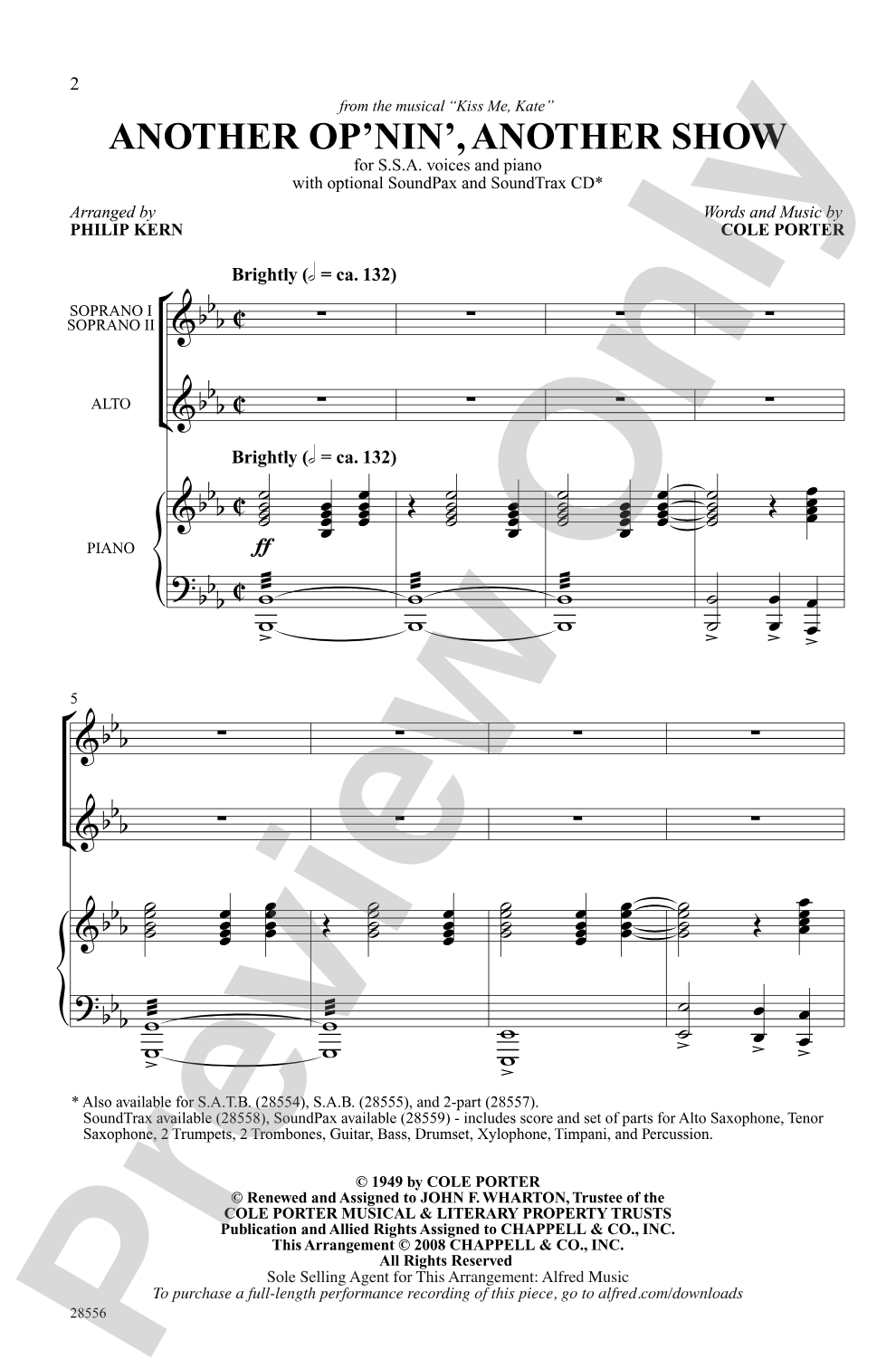 Another Op'nin', Another Show: SSA Choral Octavo