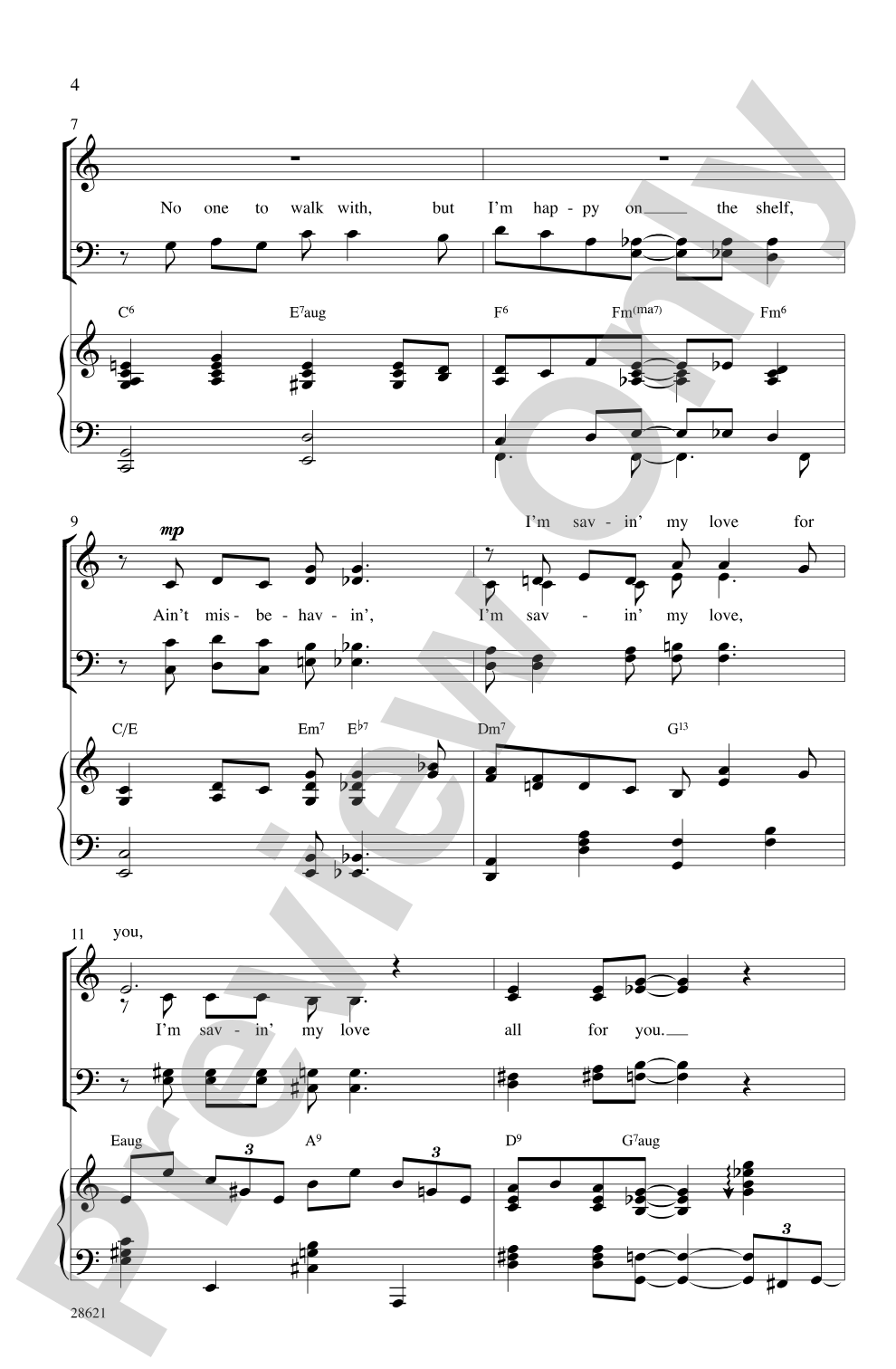 Ain't Misbehavin' (from the musical <i>Ain't Misbehavin'</i>): SATB Choral Octavo